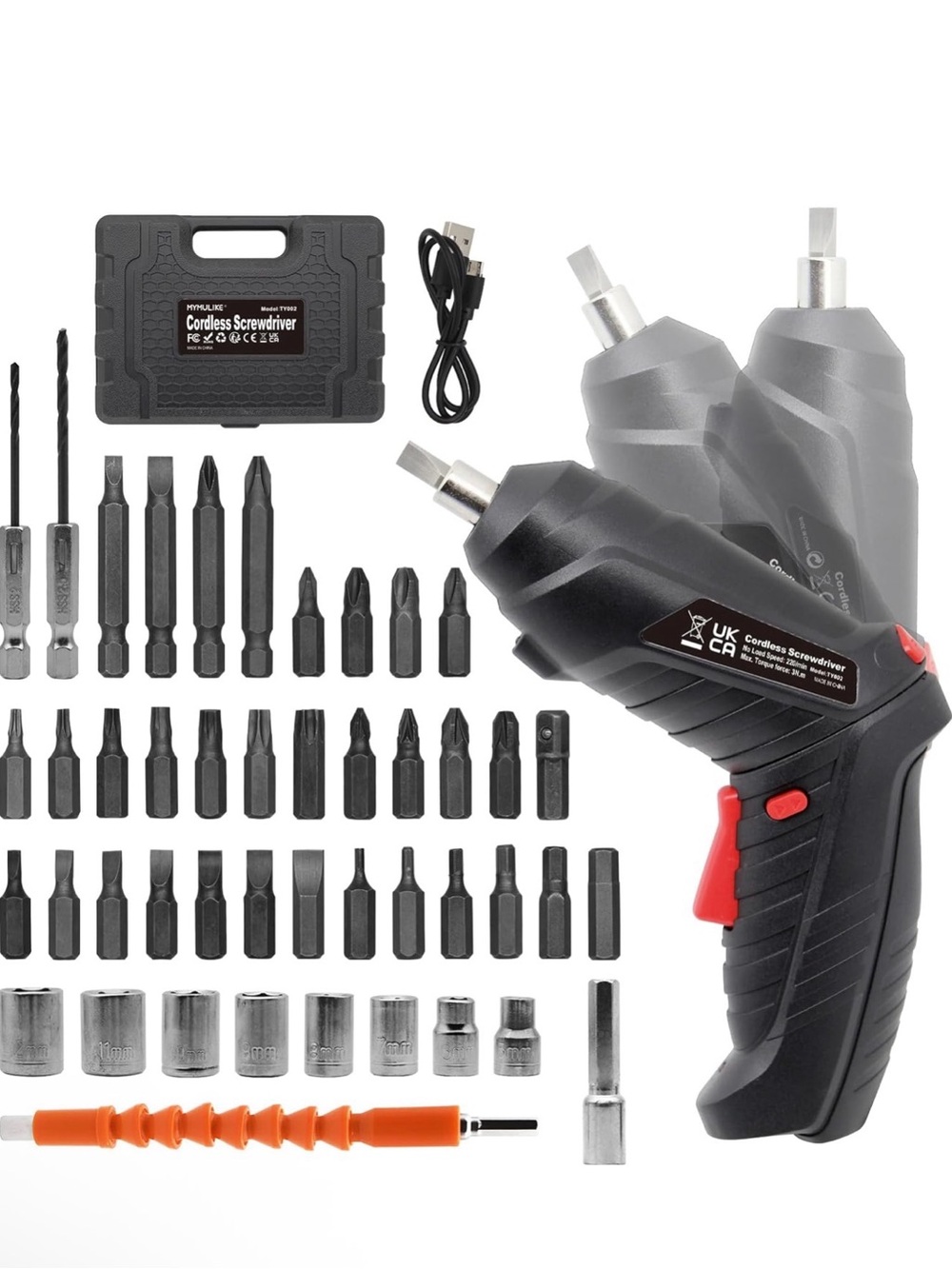 47 piece Cordless Electric Screwdriver Kit in Black and Red